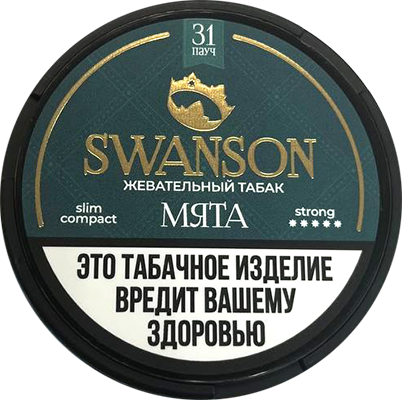 Жевательный табак SWANSON 10гр SLIM compact Мята STRONG M