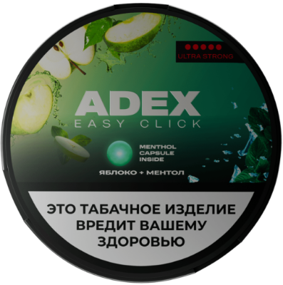 Жевательный табак ADEX CLICK 9гр. ЯБЛОКО+МЕНТОЛ STRONG