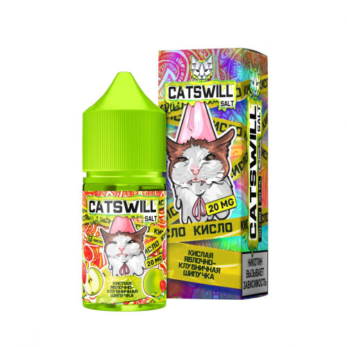 Яблочно Клубничная Шипучка 20мг Catswill SOUR 30мл Жидкость