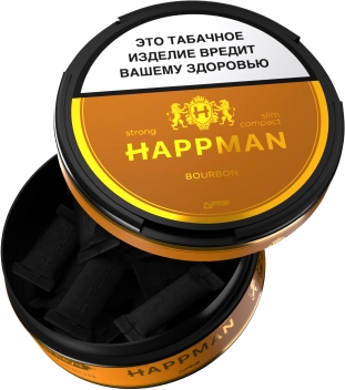 Жевательный табак HAPPMAN slim compact BOURBON STRONG М